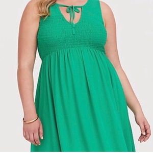 New Torrid Green Chiffon Smocked Dress